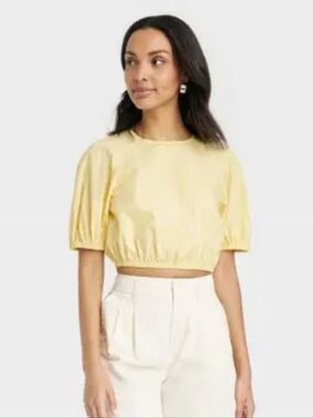 A New Day Crop Short‎ Puff Sleeve Top